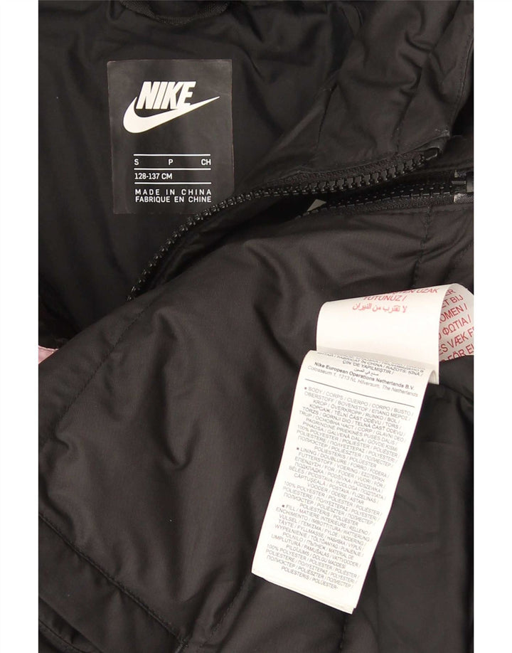 Giacca imbottita con cappuccio Nike per ragazze 8-9 anni piccola in poliestere color block nero