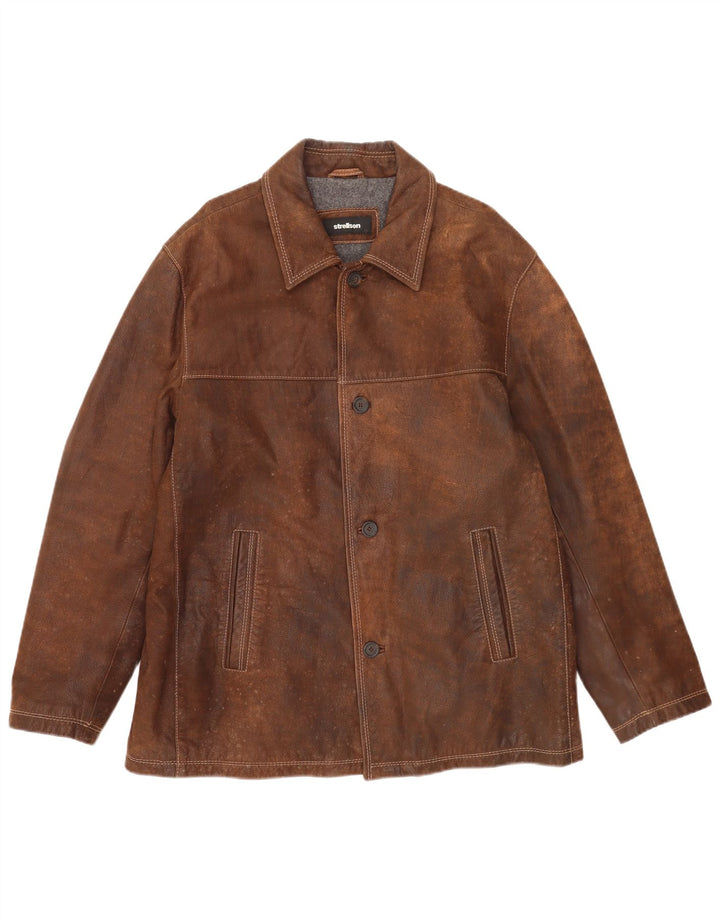 Giacca in pelle da uomo Strellson IT 56 3XL Pelle marrone
