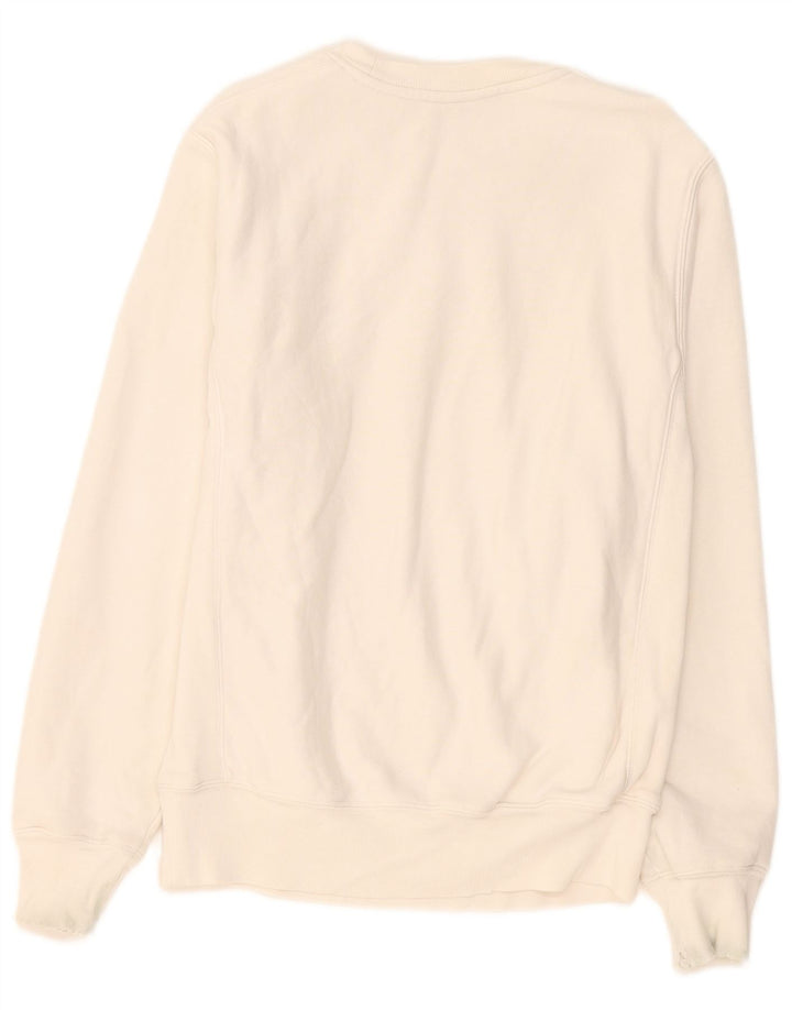 Felpa Champion da uomo con trama inversa, maglione piccolo in cotone bianco