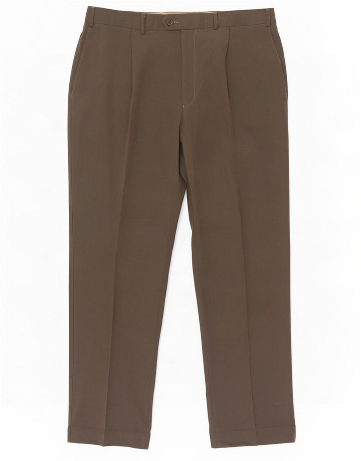 Pantaloni da abito con pegging da uomo Marks & Spencer W38 L31 Lyocell grigio