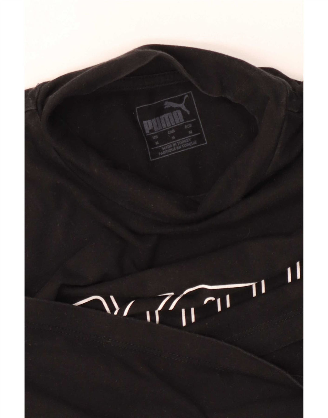 Top corto grafico da donna Puma manica lunga UK 12 medio nero