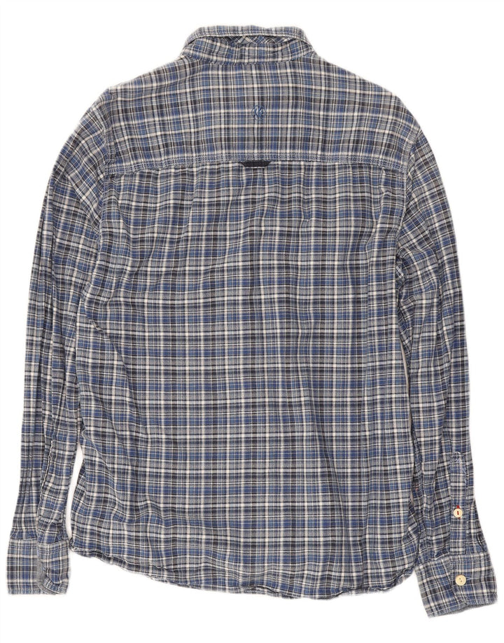 Fat Face Camicia da uomo in flanella dalla vestibilità classica a quadri Blu medio in cotone a quadri