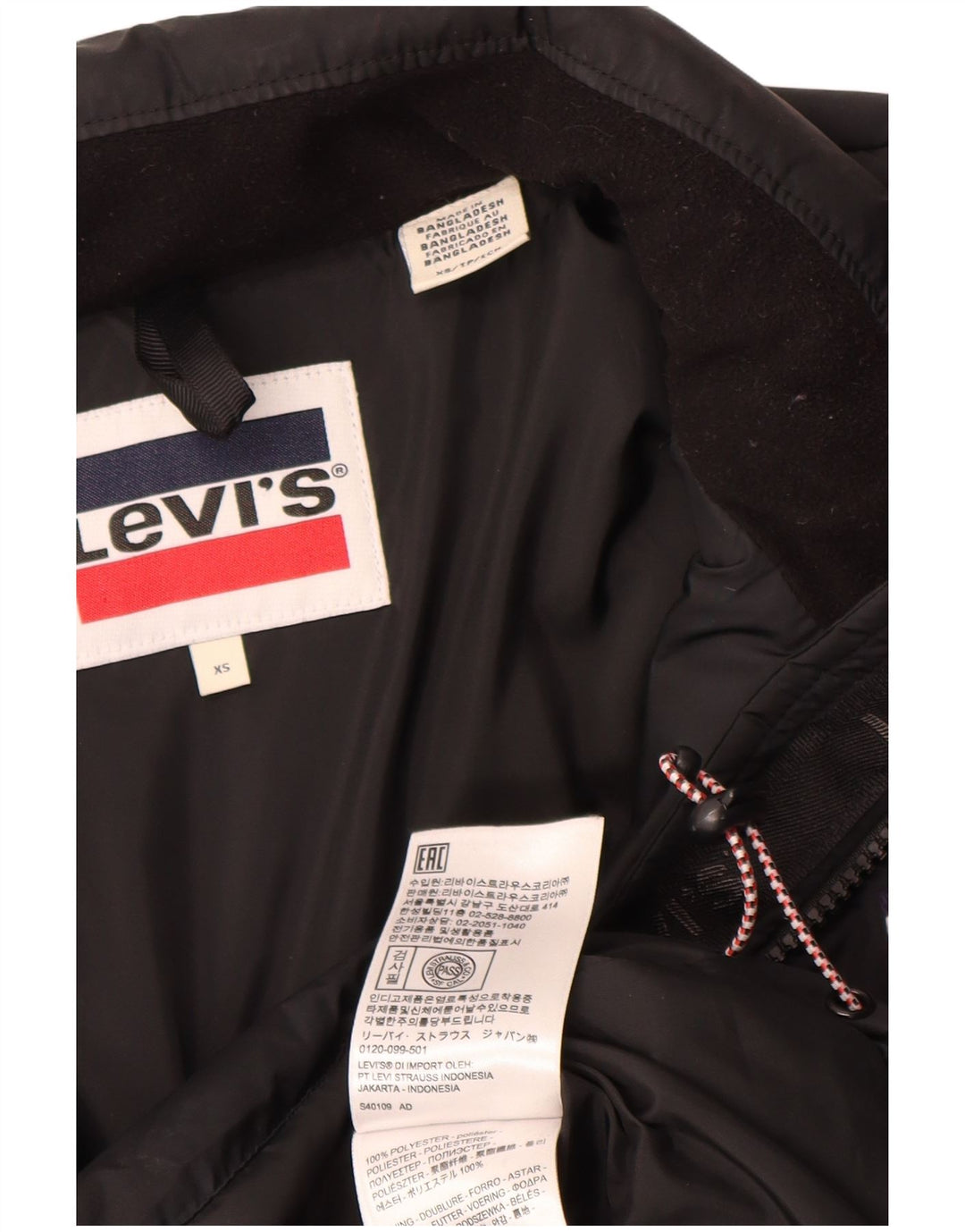 Giacca imbottita ampia da donna Levi's UK 6 XS poliestere nero