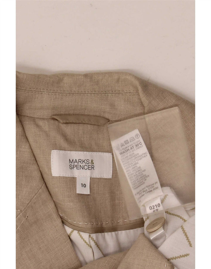 Giacca blazer a 5 bottoni da donna Marks & Spencer UK 10 piccola lino beige