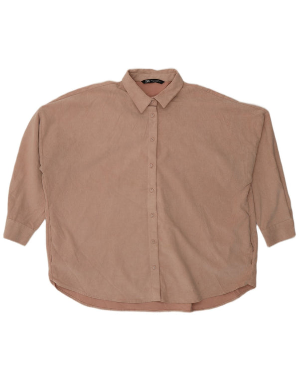 Camicia in velluto a coste oversize da donna Zara UK 18 XL Rosa