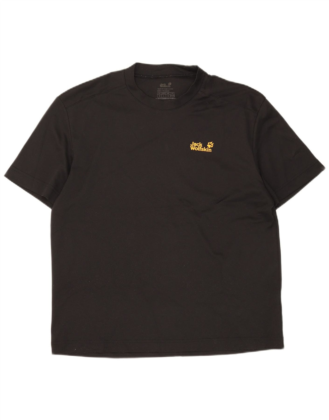 JACK WOLFSKIN Mens Graphic T-Shirt Top UK 36/38 Medium Black