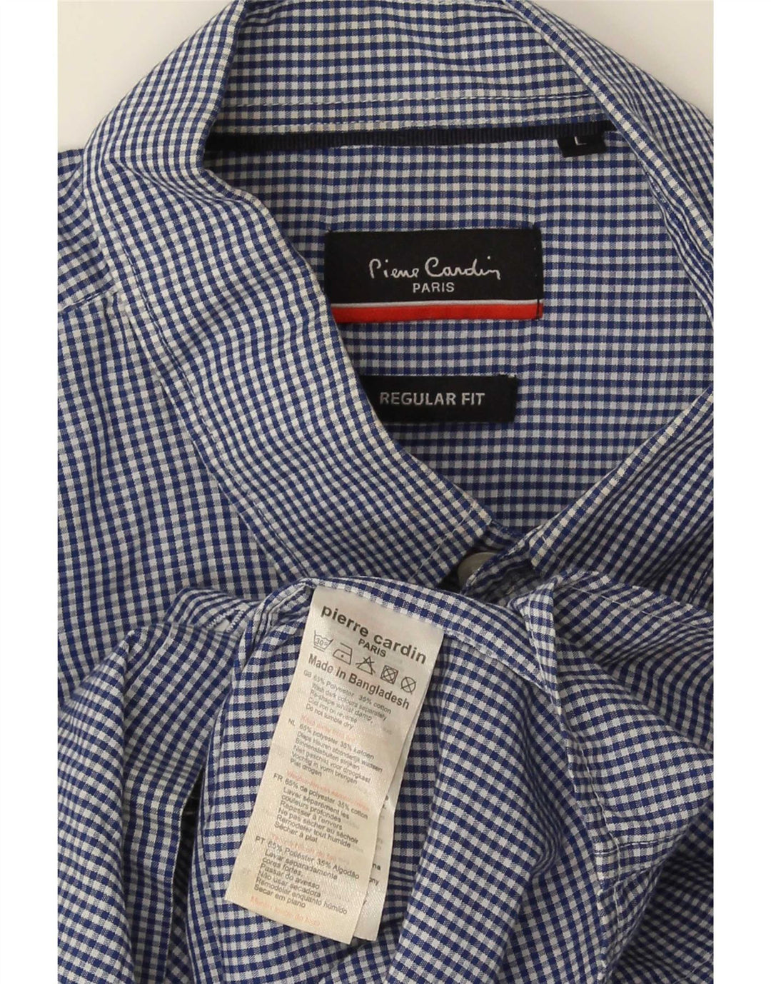 Camicia a maniche corte da uomo Pierre Cardin grande poliestere a quadretti blu