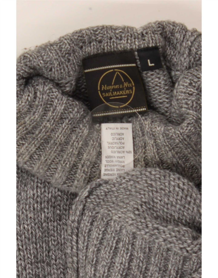 Murphy & Nye Maglione da uomo con collo alto e maglione grande in lana grigia