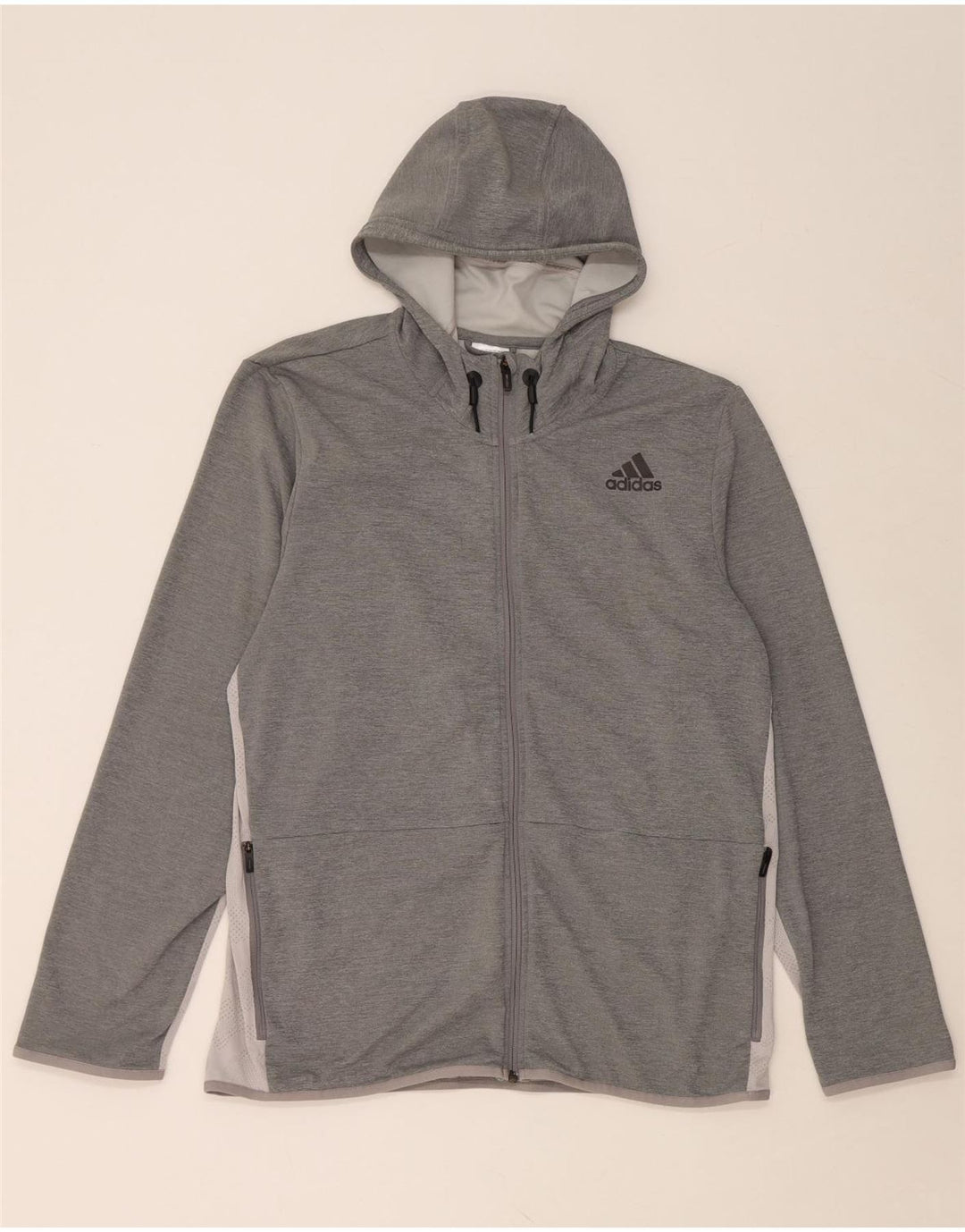 Maglione con cappuccio e zip da uomo ADIDAS XL grigio poliestere