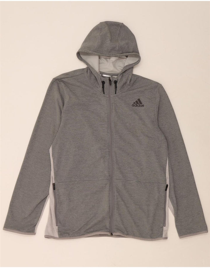 Maglione con cappuccio e zip da uomo ADIDAS XL grigio poliestere