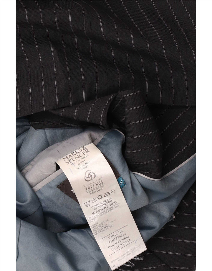 Giacca blazer da uomo Marks & Spencer UK 40 medio blu navy gessato