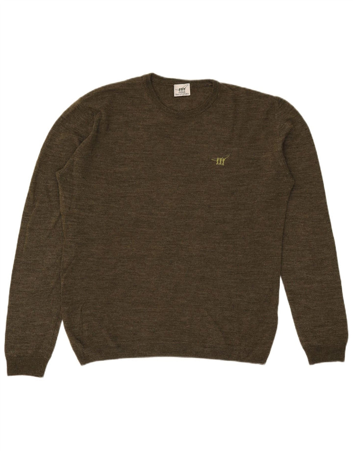 Maglione maglione girocollo da uomo Henry Cottons grande lana kaki
