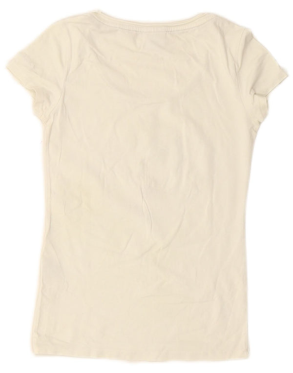 AERONAUTICA MILITARE T-shirt grafica da donna Top UK 10 piccola cotone bianco