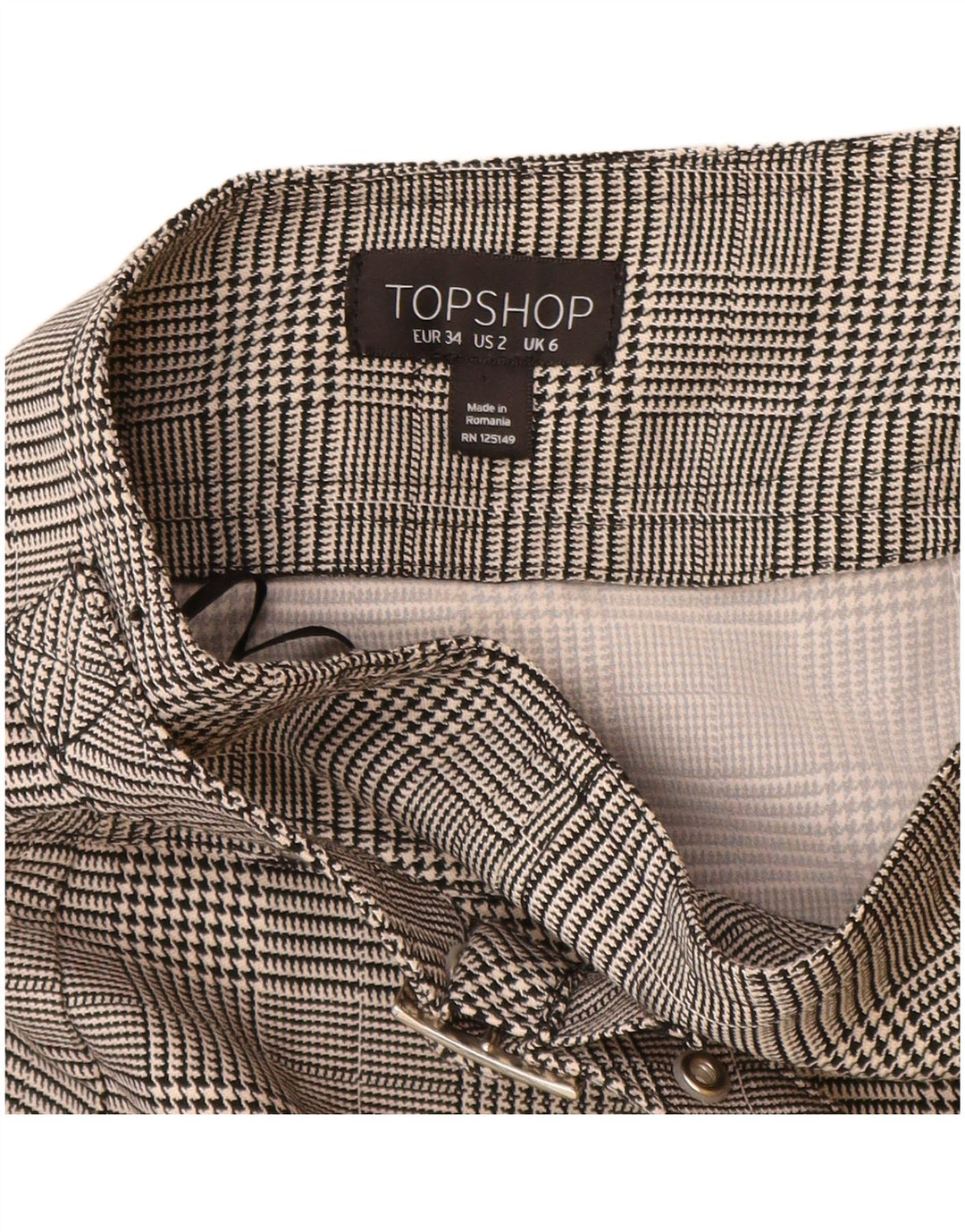 Topshop Minigonna da donna UK 6 XS W24 Poliestere a quadri grigio