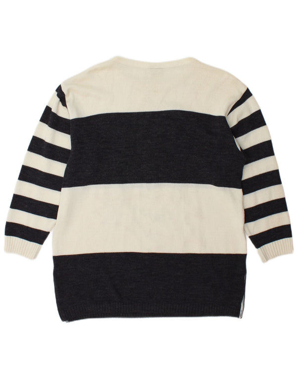 Maglione maglione girocollo con grafica da donna Camilla UK 14 grandi righe bianche