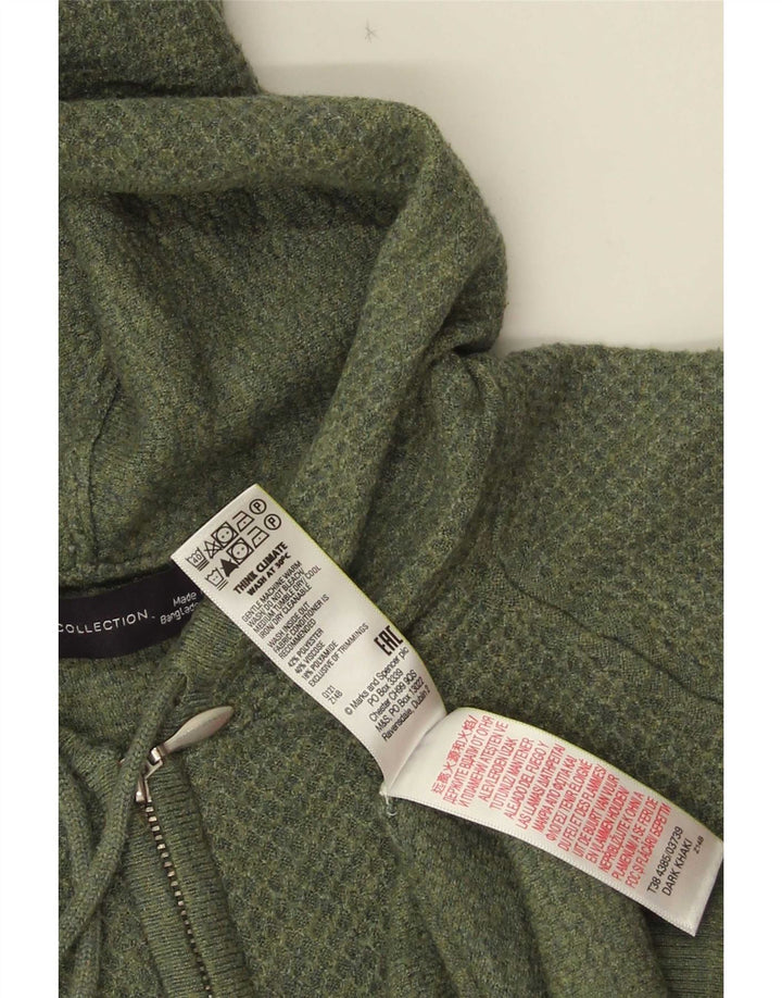 Maglione cardigan con cappuccio da donna Marks & Spencer UK 14 Poliestere verde medio