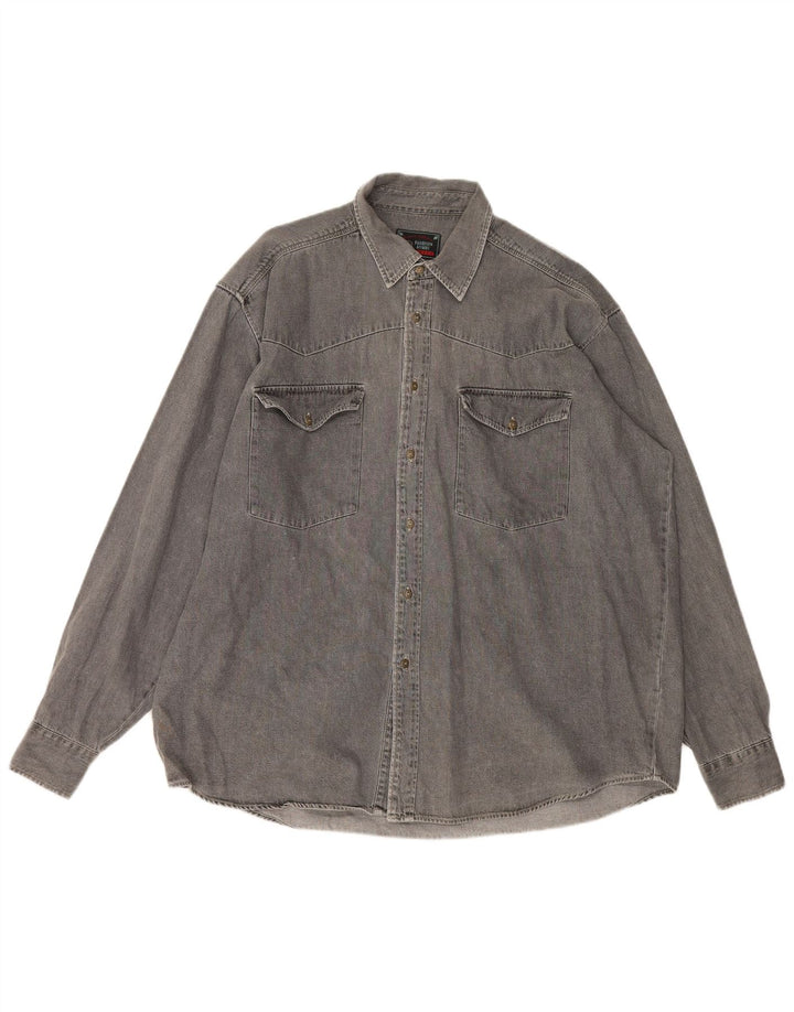 Camicia da uomo vintage XL in cotone grigio