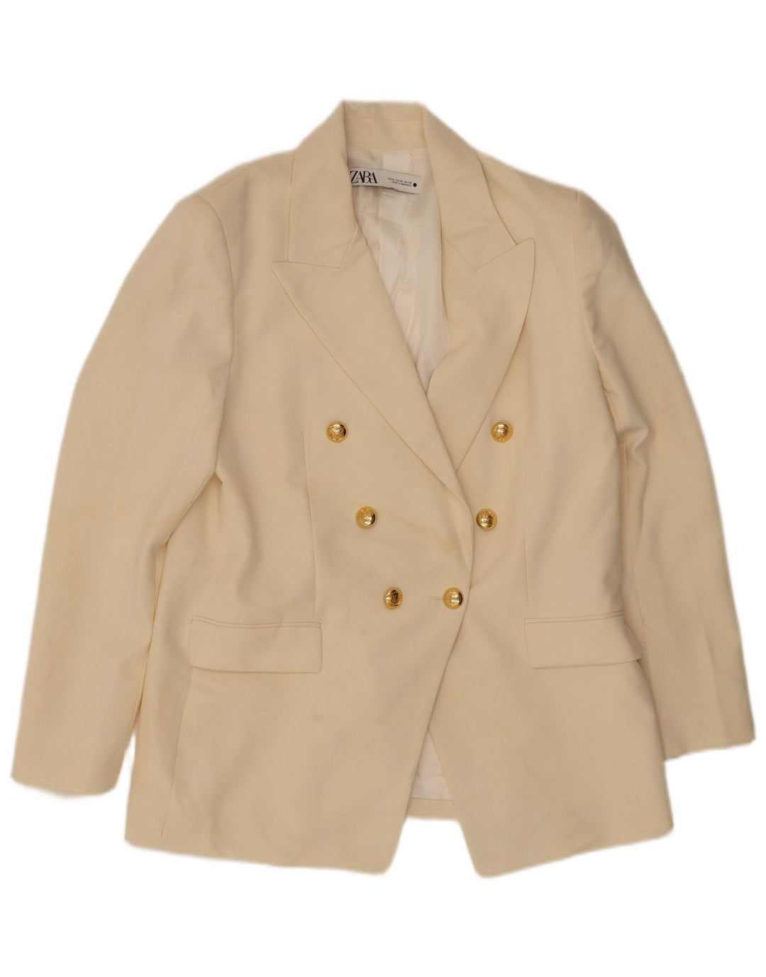 Giacca blazer doppiopetto da donna Zara UK 14 XL poliestere bianco sporco