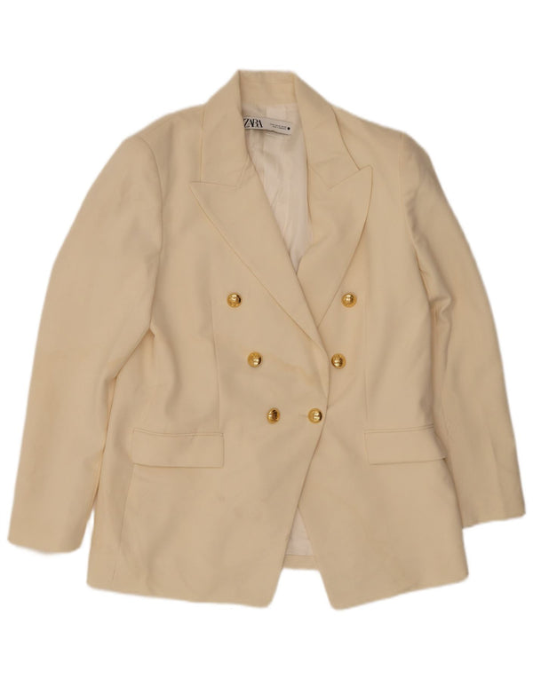 Giacca blazer doppiopetto da donna Zara UK 14 XL poliestere bianco sporco