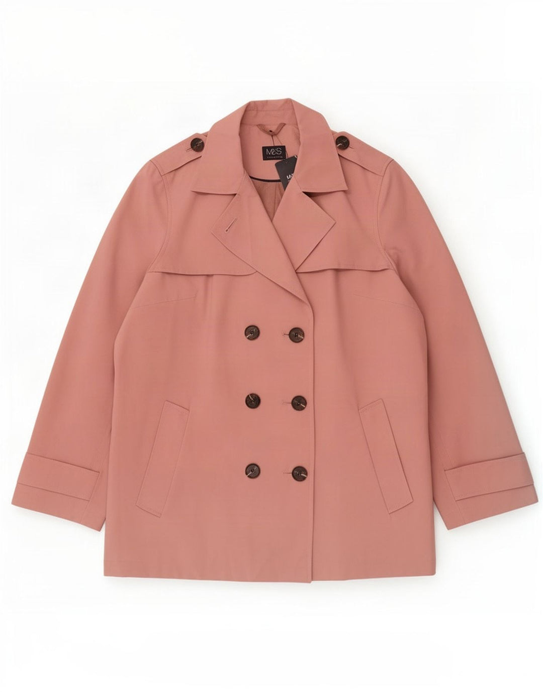 Trench da donna Marks & Spencer UK 18 XL poliestere rosa