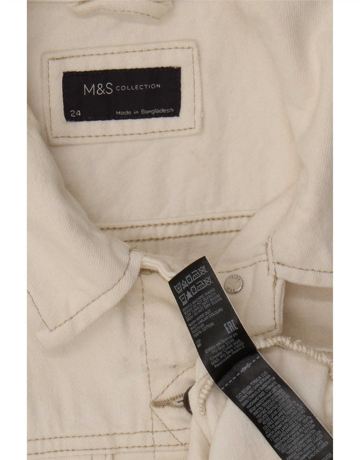 Giacca in denim da donna Marks & Spencer UK 24 4XL cotone bianco sporco