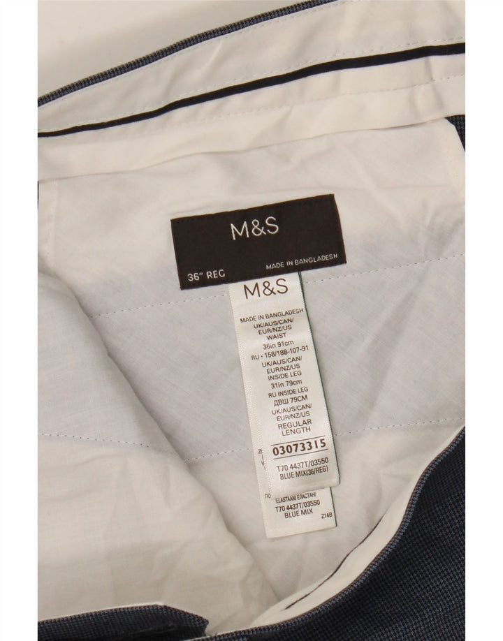 Pantaloni da abito vestibilità regolare da uomo Marks & Spencer W36 L31 pied de poule blu