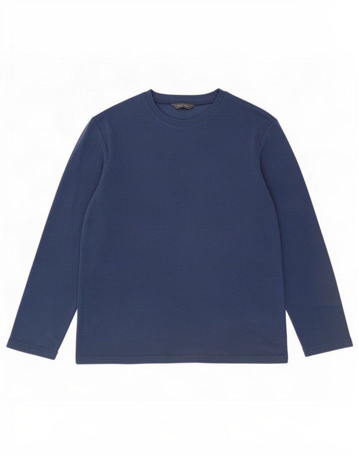 Top in pile da uomo Marks & Spencer a maniche lunghe in poliestere blu medio