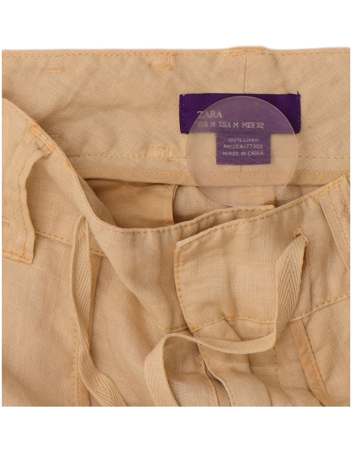 ZARA Womens Straight Casual Trousers Medium W30 L29 Beige Linen
