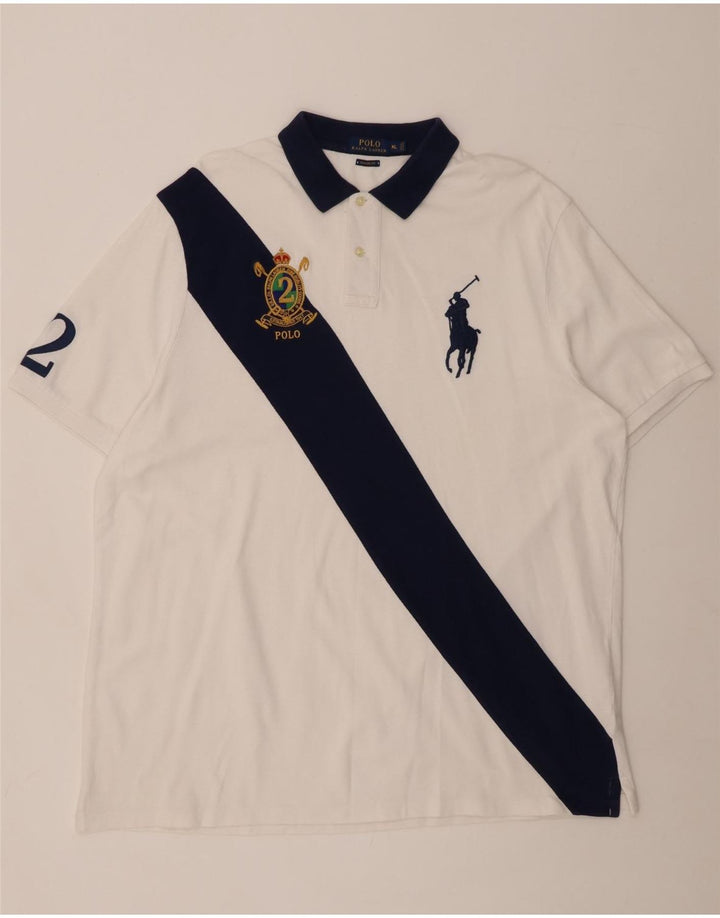 POLO RALPH LAUREN Polo da rugby grafica da uomo XL White Colourblock