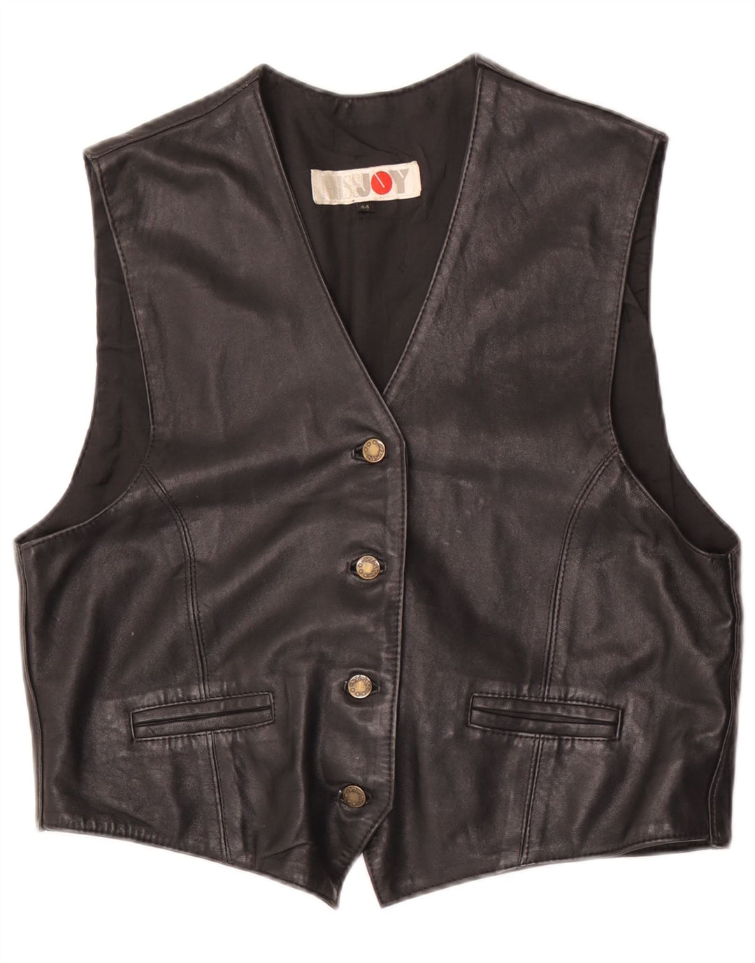 Gilet in Pelle Donna Joy IT 44 Medio Nero