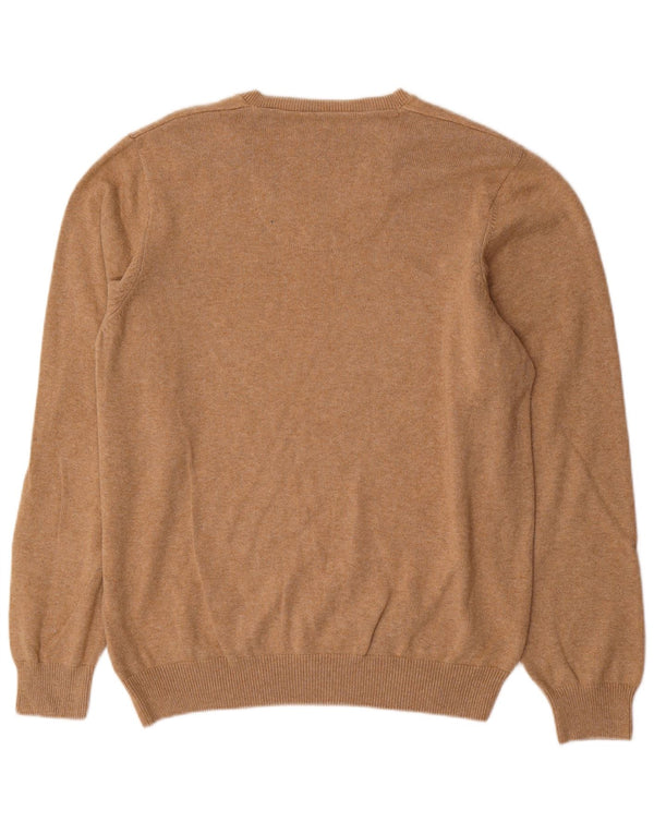 Maglione da uomo Marks & Spencer vestibilità regolare con scollo a V, grande cotone beige