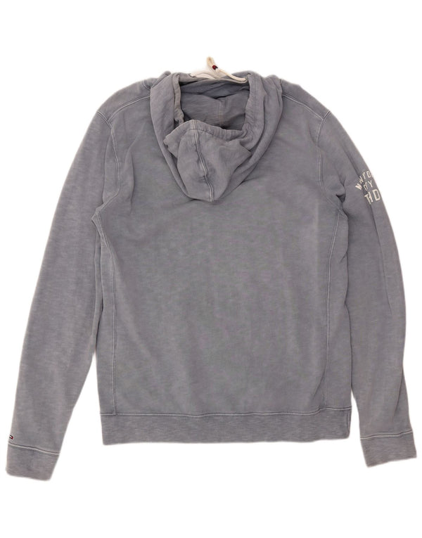 TOMMY HILFIGER Felpa con cappuccio grafica da uomo XL in cotone blu