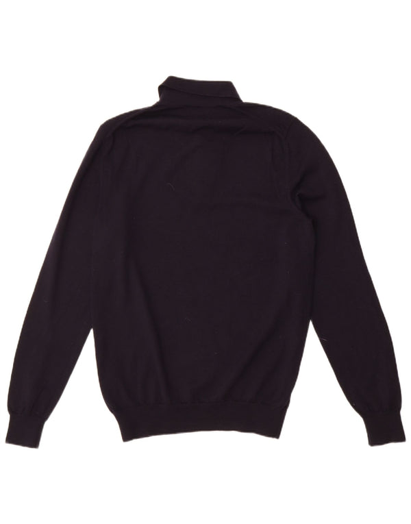 Hugo Boss Maglione da uomo con collo a polo piccolo in lana blu navy