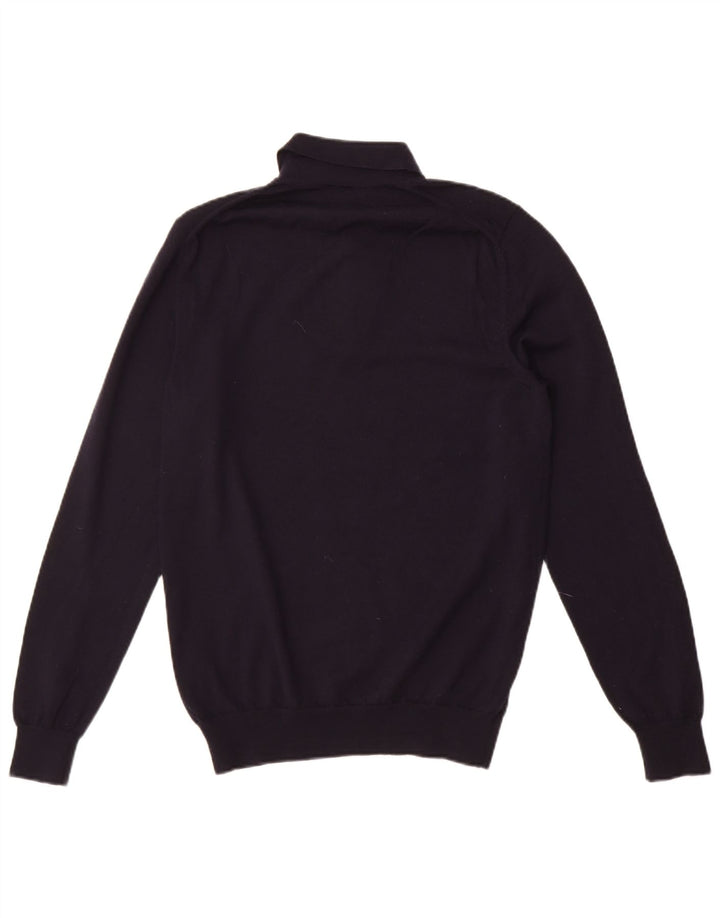 Hugo Boss Maglione da uomo con collo a polo piccolo in lana blu navy