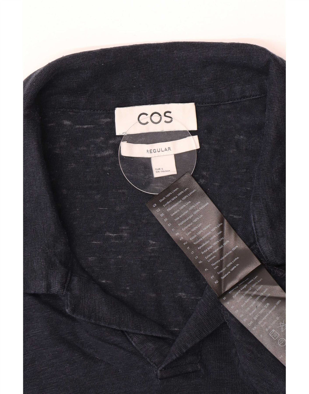 Polo regolare da uomo Cos piccola in lino blu navy