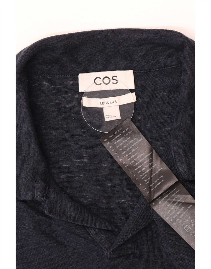 Polo regolare da uomo Cos piccola in lino blu navy