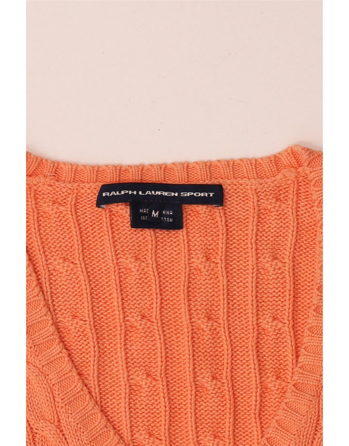 Maglione maglione con scollo a V da donna Ralph Lauren UK 12 Arancione medio