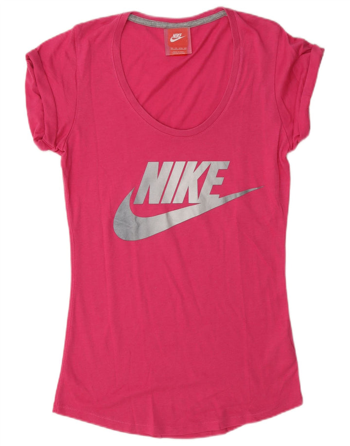 T-shirt grafica oversize da donna Nike UK 6 XS rosa poliestere