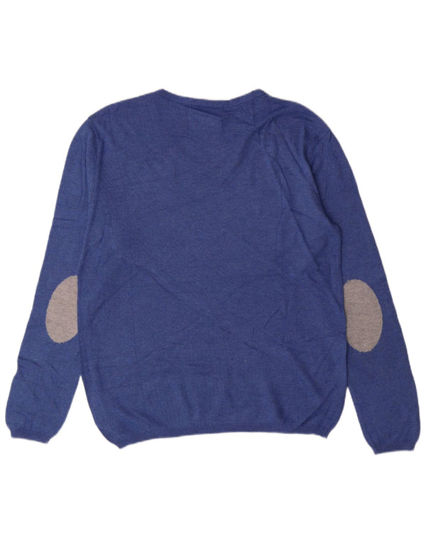 Maglione ZARA Bambino con Scollo a V 13-14 Anni Cotone Blu