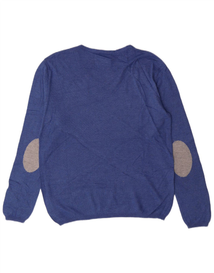 Maglione ZARA Bambino con Scollo a V 13-14 Anni Cotone Blu