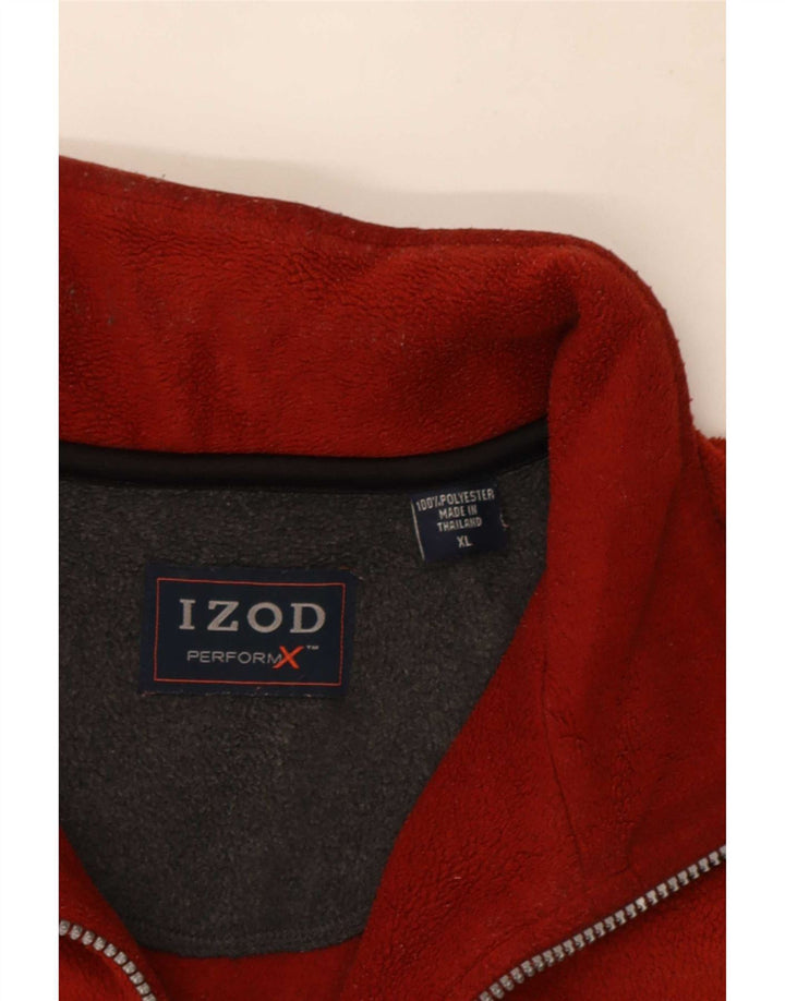 Maglione in pile da uomo con zip e collo Izod XL rosso poliestere