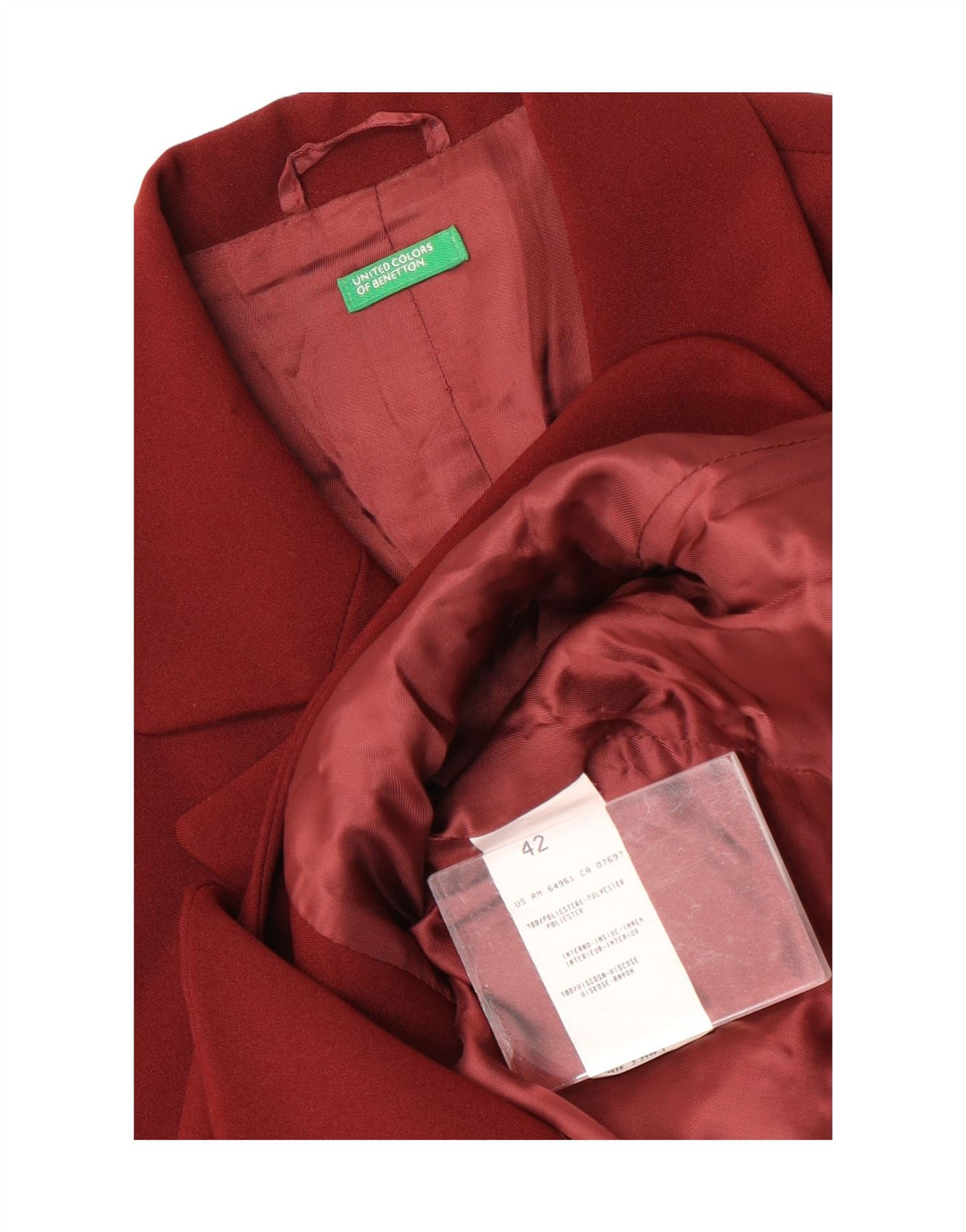 Giacca Blazer a 3 Bottoni da Donna Benetton IT 42 Bordeaux Medio Poliestere