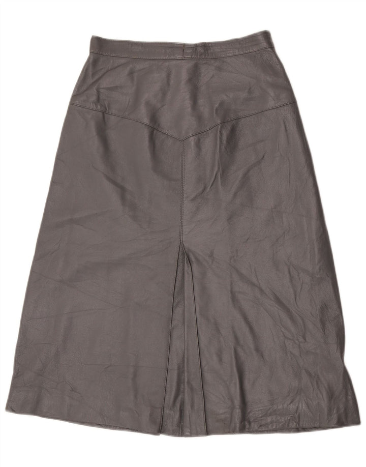 Gonna in pelle a vita alta da donna vintage IT 44 media W25 grigia