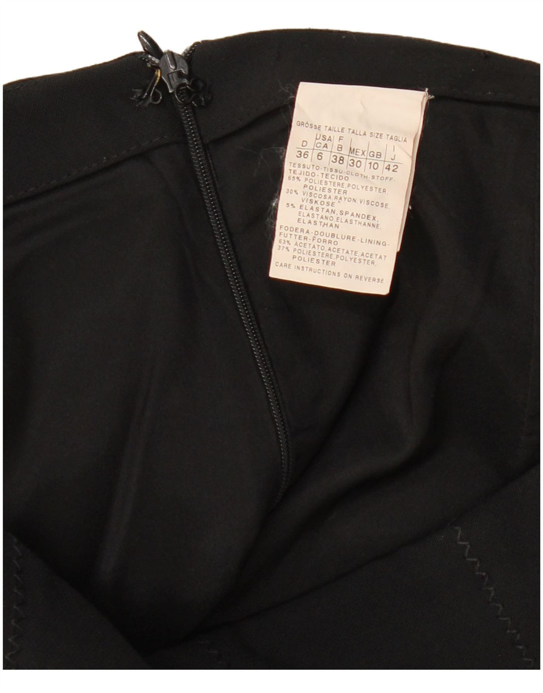 Gonna a tubino da donna VINTAGE UK 10 piccola W29 poliestere nero