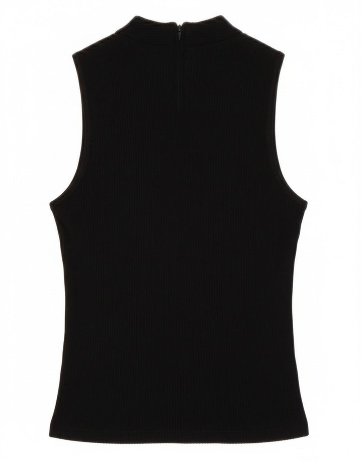 Top corto senza maniche da donna Zara UK 8 Small in viscosa nera
