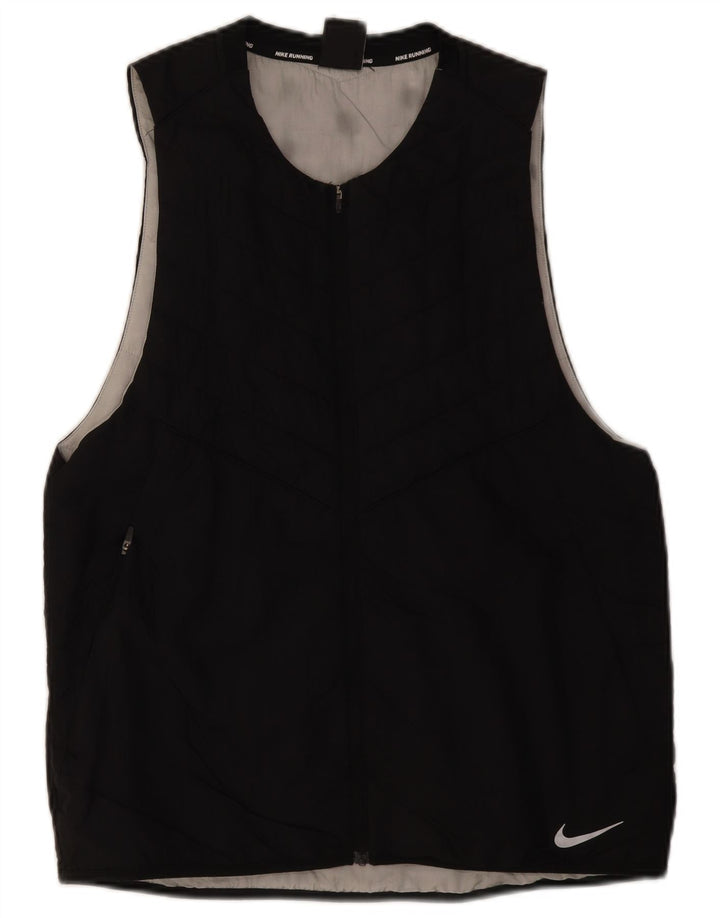 Gilet da corsa da uomo Nike UK 38 medio nero nylon