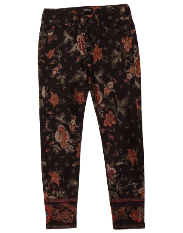 Pantaloni casual skinny da donna DESIGUAL EU 38 Medium W28 L26 Nero floreale
