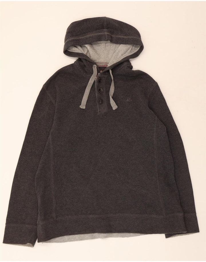 MANTARAY Mens Button Neck Hoodie Jumper Large Grey