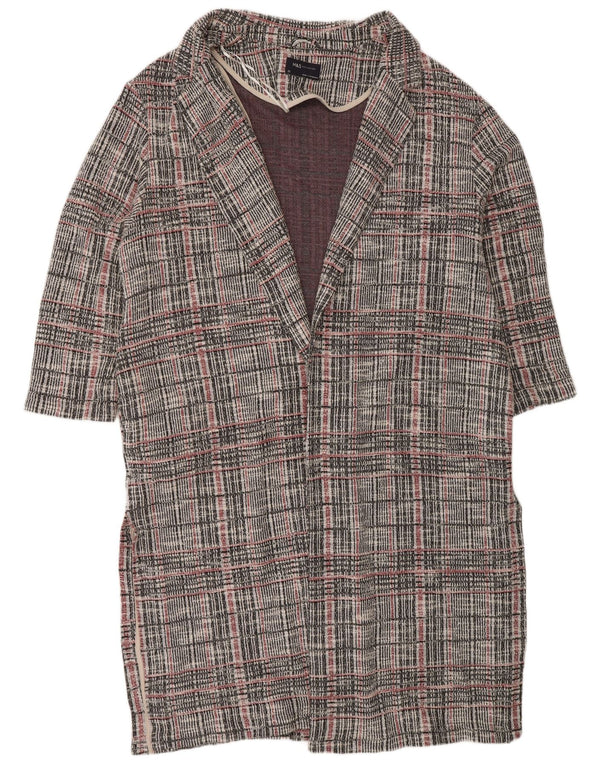 Maglione cardigan lungo da donna Marks & Spencer UK 22 3XL grigio a quadri