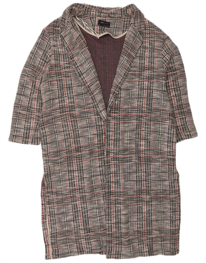 Maglione cardigan lungo da donna Marks & Spencer UK 22 3XL grigio a quadri